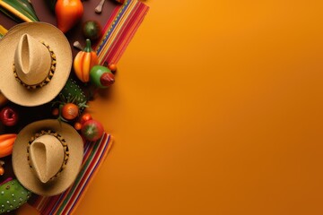 Cinco de Mayo Holiday Background with Festive Items, AI Generated