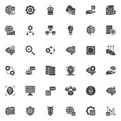 Artificial Intelligence and Data Analytics vector icons set