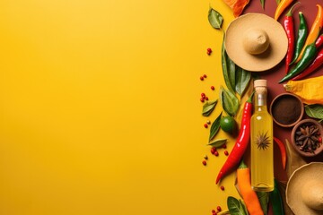  Colorful Cinco de Mayo Flat Lay with Festive Items, AI Generated