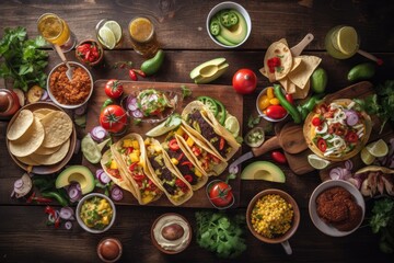  Cinco de Mayo Table with Traditional Mexican Food, AI Generated