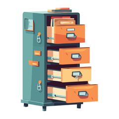 Modern vector illustration of an organized office library