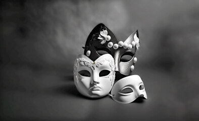 Mask, masked black and white carneval mask, Generative AI