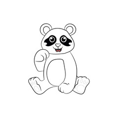 Vector cute  panda outline.