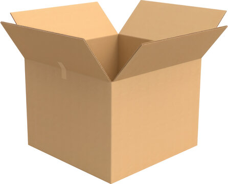Brown cardboard box open.