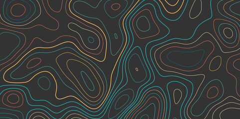 Colorful contour lines abstract pattern with waves - obrazy, fototapety, plakaty