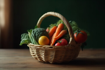 vegetables in basket for spring holiday - Generative AI
