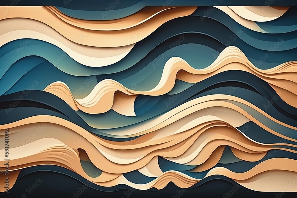 Poster n abstract painting with flowing waves of color. generative ai