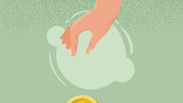 hands with coins money dollars animation