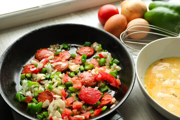 Ingredients for a breakfast omelette 