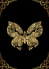golden butterfly on black background