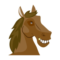 Horse Mascot Cartoon Head. colorful animation.