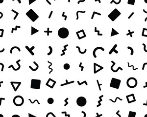 Seamless pattern with black confetti on a white background	 - 591745090