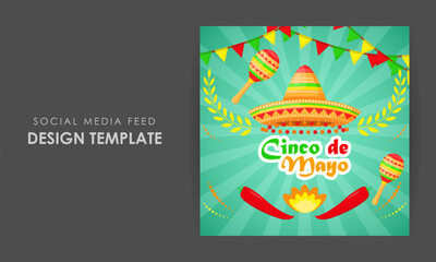 Vector illustration of Cinco de Mayo social media story feed mockup template