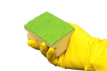 an abrasive sponge held in a hand