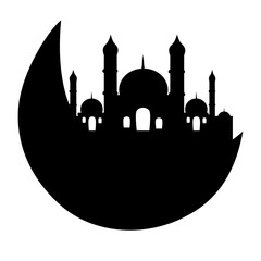 Crescent Moon and Mosque Islamic Decoration