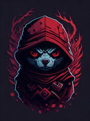 Evil ninja seal with t-shirt design, generative ai