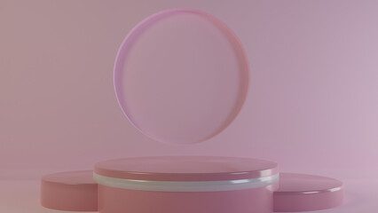 3D PREMIUM PASTEL COLOR PINK ABSTRACT PODIUM PRODUCT SHOWCASE