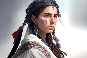 Portrait of a Fictional Pretty Young Fashion Berber Woman, Generative AI