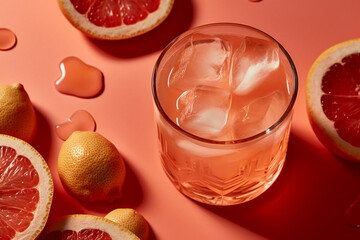 closeup of a deliciously refreshing grapefruit ginger lemonade drink - Generative AI