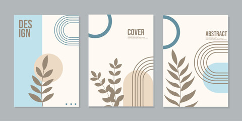 Obraz premium boho book cover set.botanical abstract style and floral design. For notebooks, planners, brochures, books, catalogs, cards, invitations etc. Vector illustration.