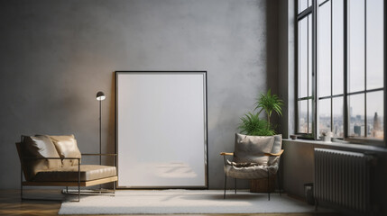interior of living room with flowers in vase and elegant personal accessories. generative ai.
