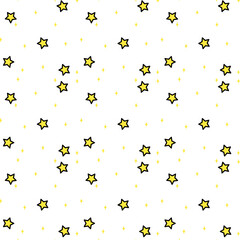Cute Star drawing on white background beautiful seamless pattern. For printing, fabric, textile, manufacturing, wallpapers