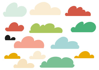  colorful clouds  simple flat vector set    