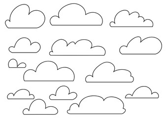 coloring page  with doodle  clouds