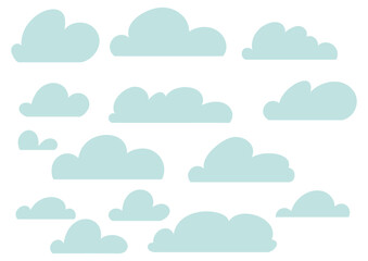 clouds simple  flat vector set