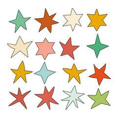 stars colorful isolated doodle collection 
