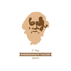 Vector illustration of Happy Rabindranath Tagore Jayanti social media story feed mockup template