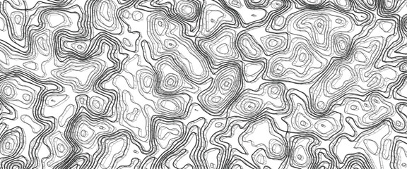 Topographic line contour map background. Geographic mountain contours vector background. Topographic map seamless pattern. White wave paper curved reliefs abstract background.