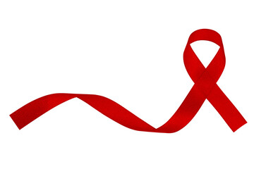 World aids day and national HIV- AIDS and aging awareness month with red ribbon on white background - obrazy, fototapety, plakaty