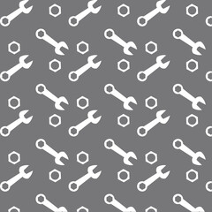 hand tools, spare parts Mechanic nails and wrenches art illustration, labor day background, Seamless vector pattern