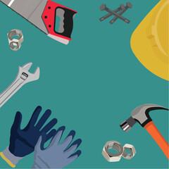 hand tools,Assorted vector work and home improvement tools lay flat ,diagonally concept industry background ,Perfect for World Labor Day or home improvement work.