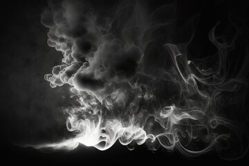 billowing black and white smoke against a dark background. Generative AI