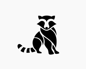 stand sitting raccoon logo symbol design template illustration inspiration