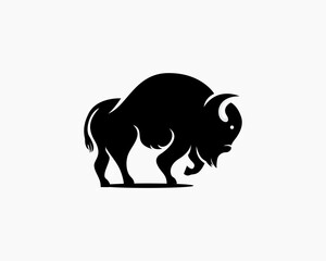 stand bison rampage logo design template illustration inspiration