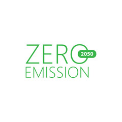 zero emission sign on white background	