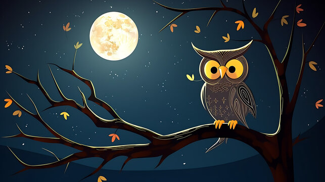 owl sitting on a branch, generative ai