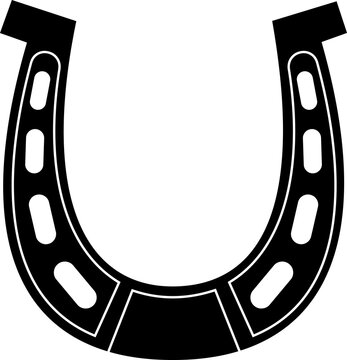 recommend clip art: Simple Black Horseshoe Silhouette For Good Luck. Hand Drawn Illustration Isolated On Transparent Background