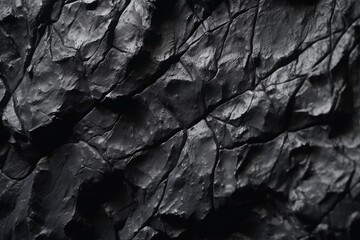 Stone background. Grunge. Dark gray rough surface. Close-up. Broken, damaged, collapsed. Generative AI