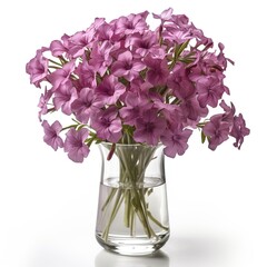 Summertime Splendor: Vibrant Phlox Flowers in a Vase for Any Event, Isolated on White Background - Generative AI