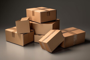 cardboard boxes on white background
