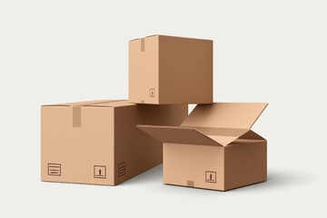 cardboard boxes on white background