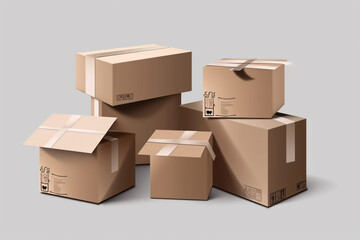 Fototapeta premium cardboard boxes on white background