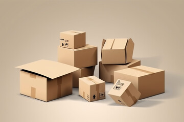 cardboard boxes on white background