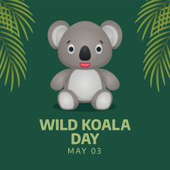 national wild koala day design template. wild koala day vector design. cute koala design for wild koala day. flat koala vector illustration.