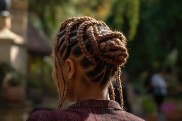 Cornrow Braids With Low Bun At The Back. Generative AI