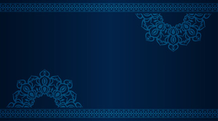 Blue background with golden mandala ornament